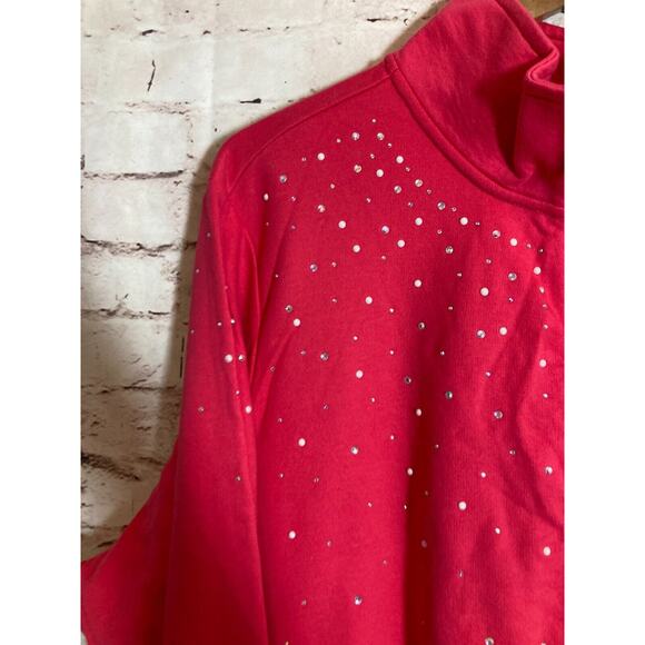 Quacker Factory Jacket Womens 3X Rhinestone Beaded Full Zip Front Hot Pink Plus - Picture 5 of 15